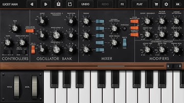 Lucky Man — how to make the synth sound on Minimoog app