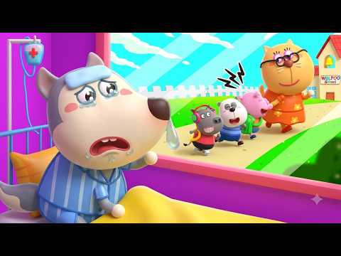 Mom, I want to go to school! I miss my friends! 💔 The baby is sick | Wolfoo in English