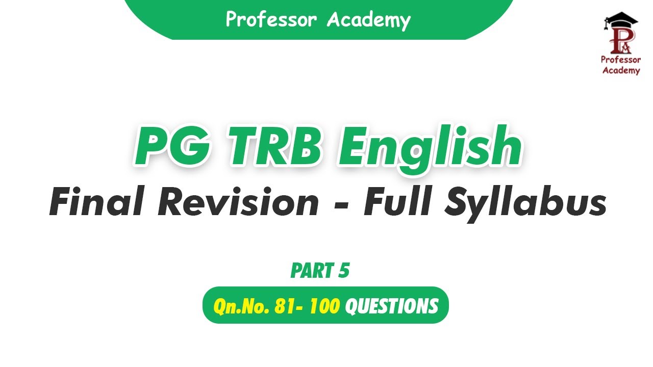 PG TRB English | Revision Test: All 10 Units | Part 5
