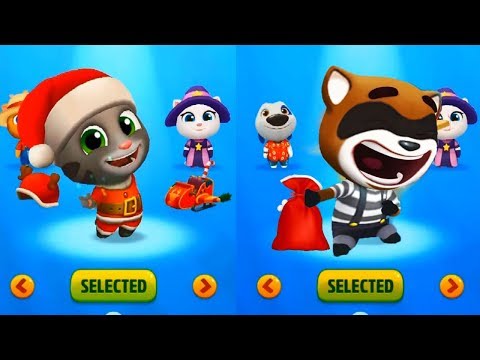 Мой Говорящий Том БЕГ ЗА ЗОЛОТОМ #185 Санта против Воришки Енота   My Talking Tom  мультик для детей