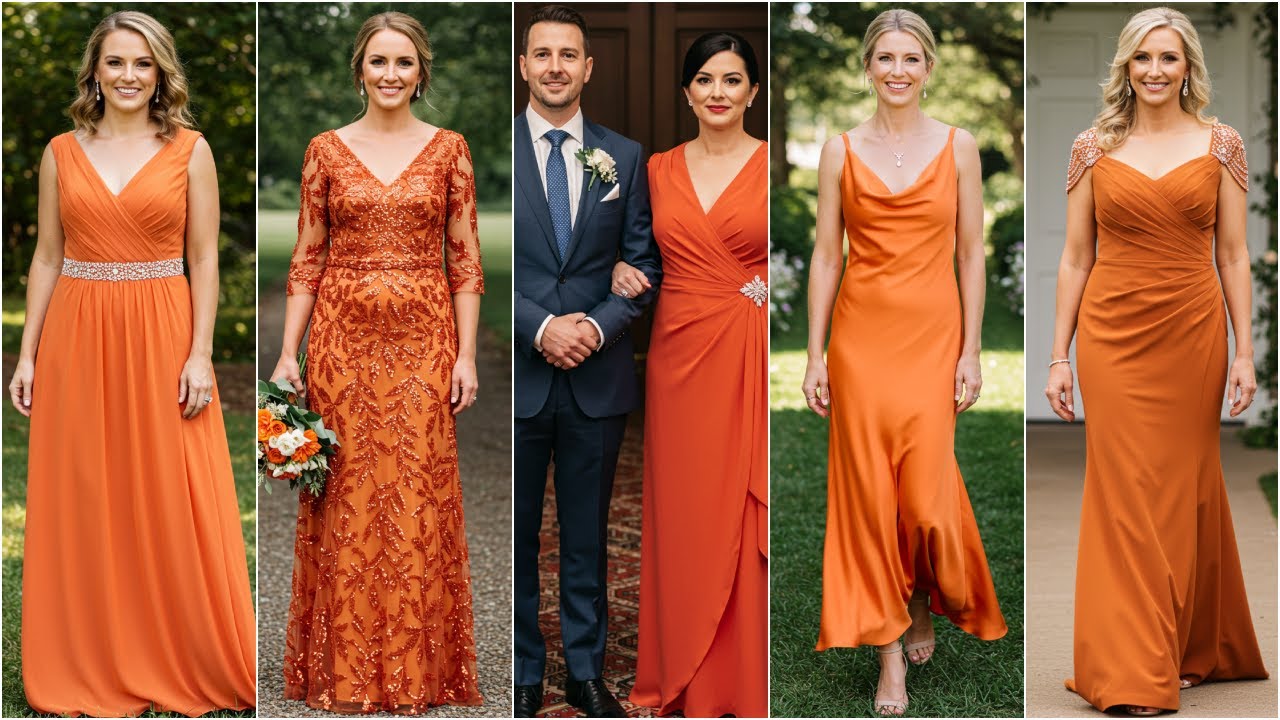 Simple Yet Chic Mother of the Bride Dresses in ORANGE Color - Burnt Orange Outfits for Wedding 2025