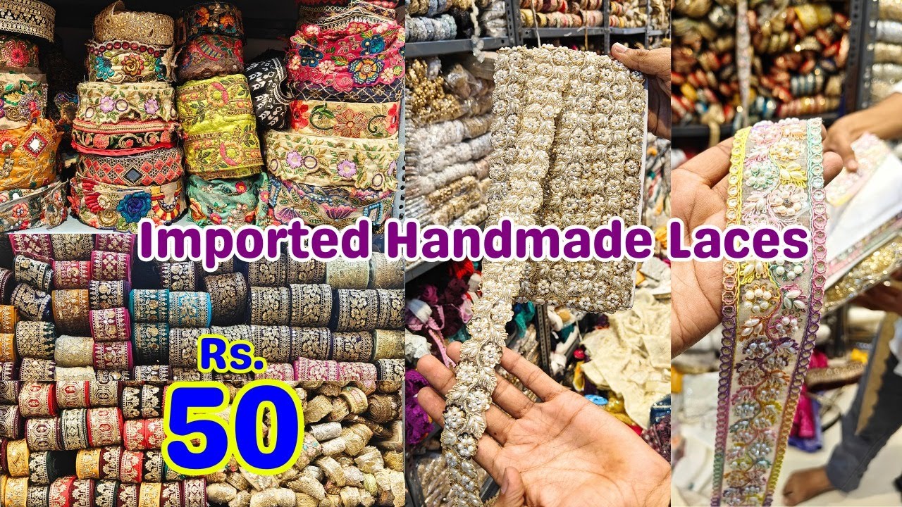 Fancy Maggam Work Laces ₹50 Boutique Style Designer Laces at wholesale Prices | Inaaya's Fabrics