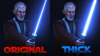 Obi-Wan vs Maul with Thick Lightsabers Compared to the Original