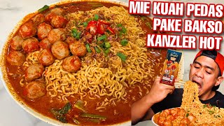 GILA! MUKBANG MIE KUAH LAKSA PEDAS PAKE BAKSO KANZLER HOT!!