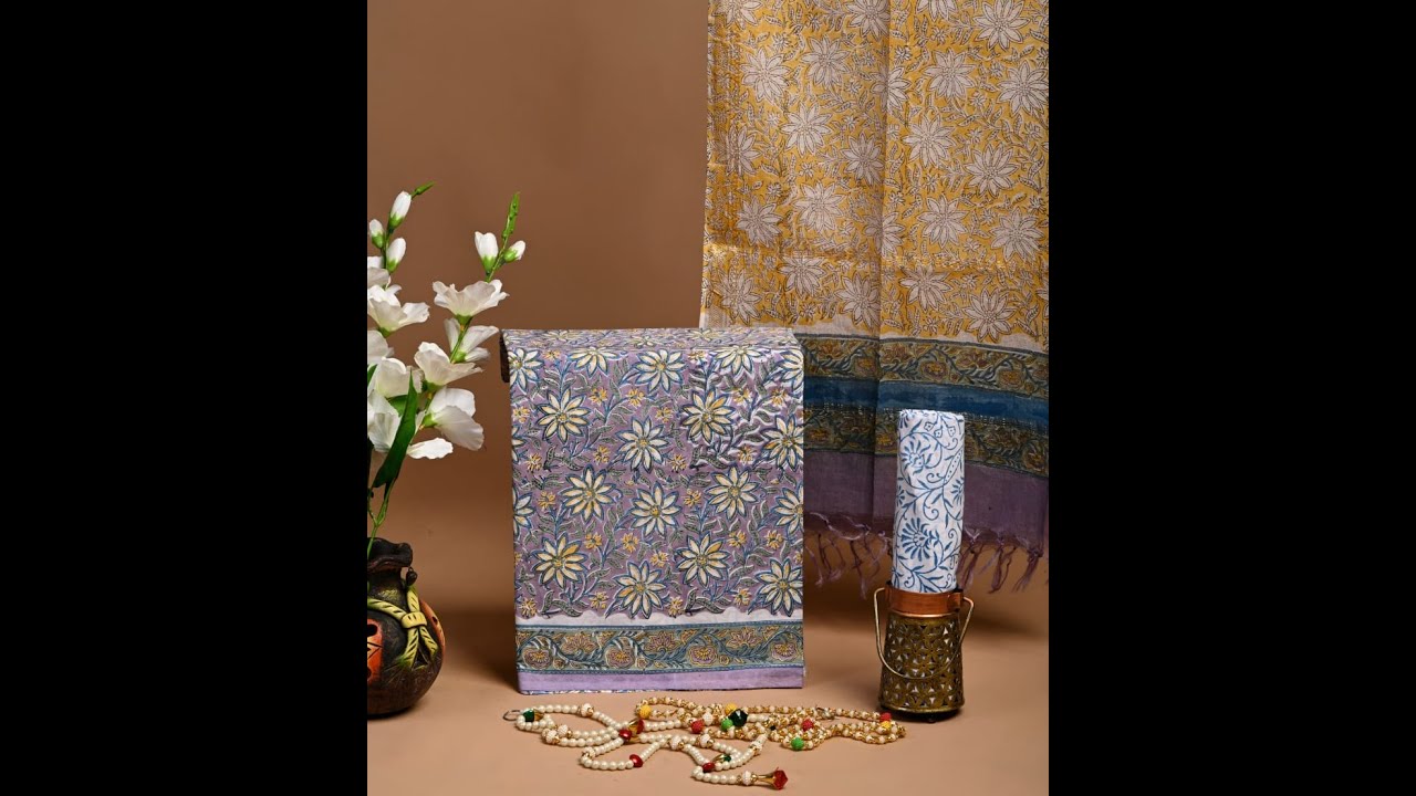 Pure cotton hand block printed suits with Maheshwari dupatta ||Pure Cotton Dress Materials wholesale