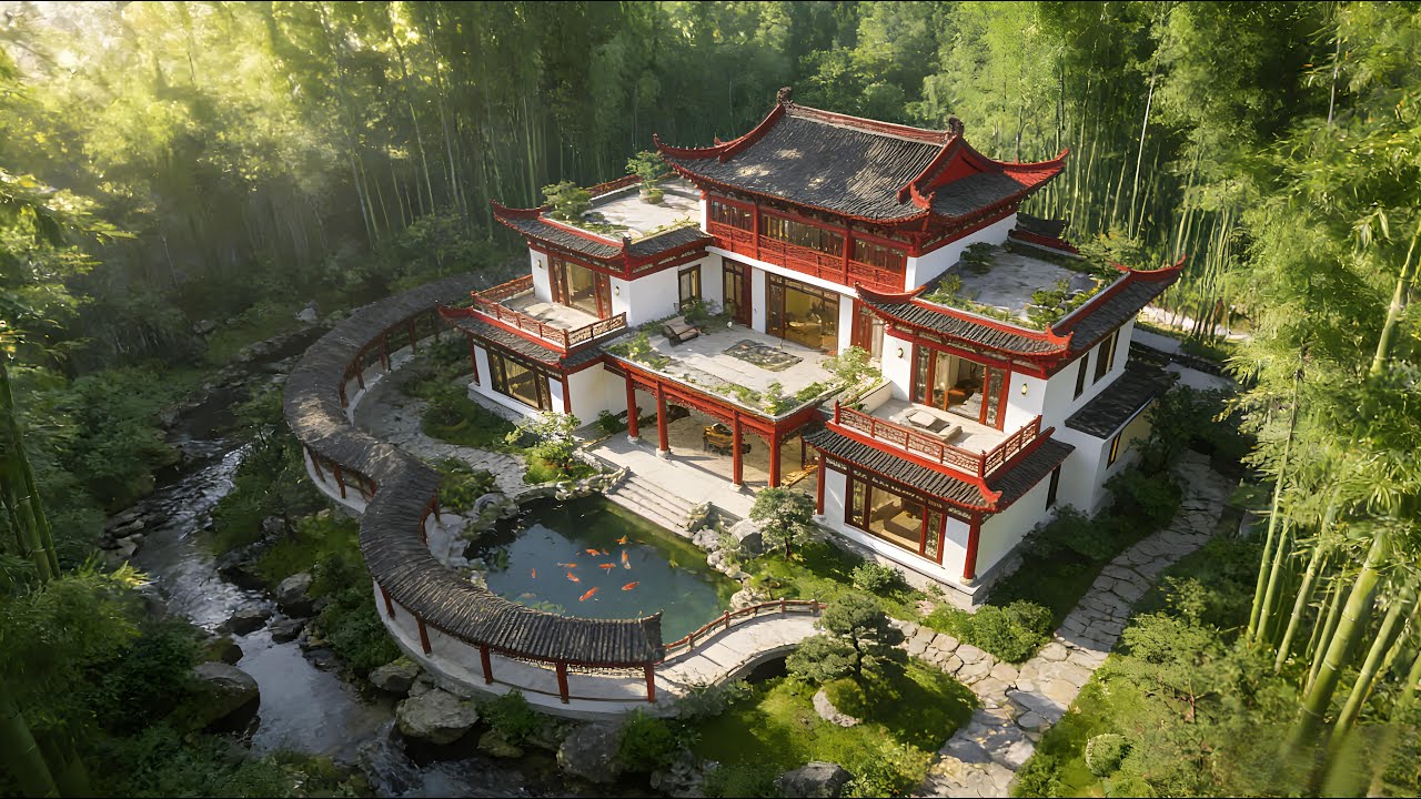 中国男子在竹林里打造奢华豪宅，竹林深处耗时5年，千万打造奢华宅院！【空中竹屋】