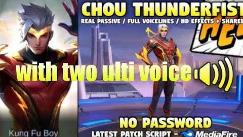 Chou Thunder Fist skin script no password full effect real voice | with two ulti voice | MLBB...