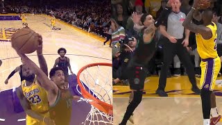 LeBron James First Crazy Chasedown Block on Jordan Poole Then Hits a Dagger 3s On Kuzma