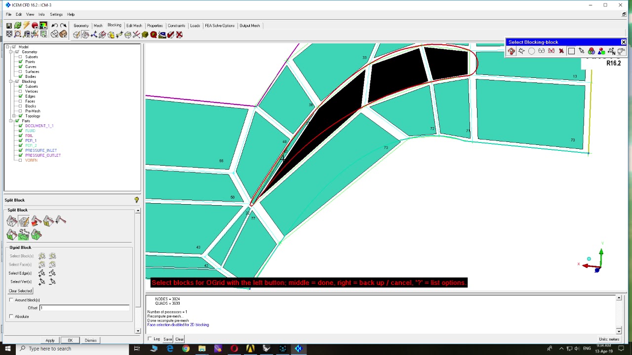 Nozzle blade С9038A 2D Hexa Mesh in ANSYS ICEM CFD - YouTube