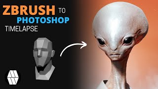 ZBrush to Photoshop Timelapse -  'Alien Bust' Concept