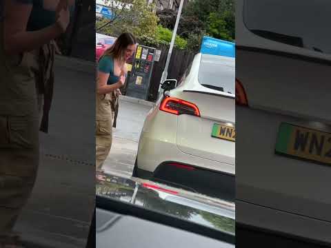 Girl puts Petrol In Tesla 🤣🤣🤣 #shorts #girl #tesla #petrol #youtubeshorts