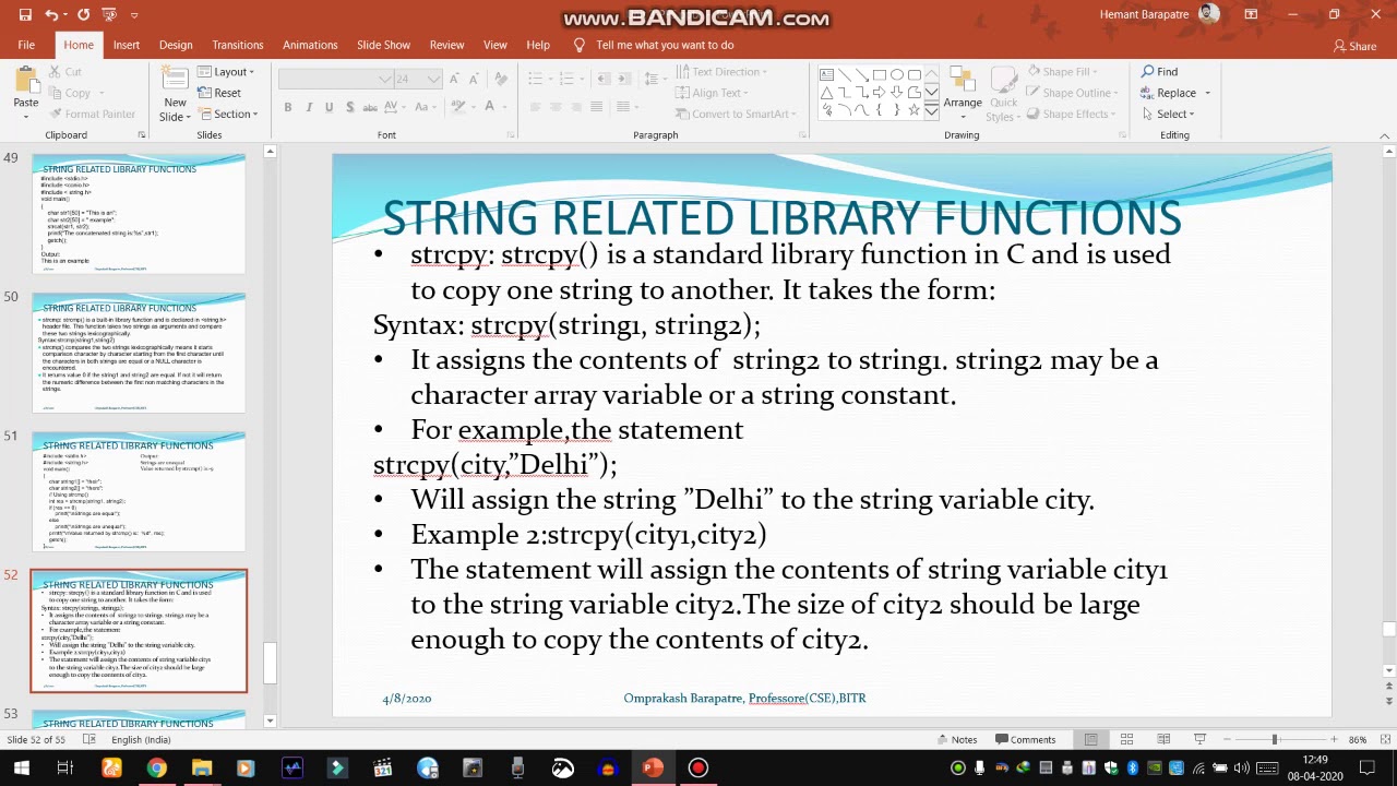 STRING RELATED LIBRARY FUNCTIONS - YouTube