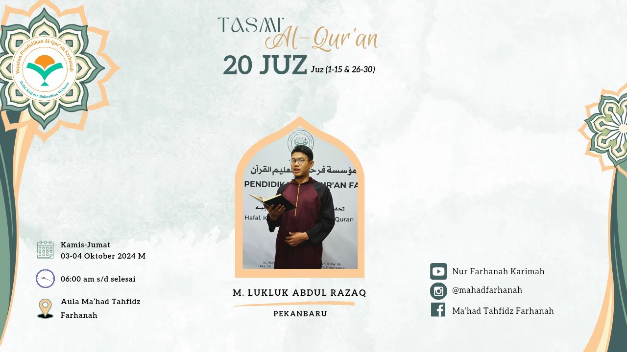 M Raza Q Tasmi' 20 Juz ( Part 1) | M. Lukluk Abdul Razaq - Pekanbaru - YouTube