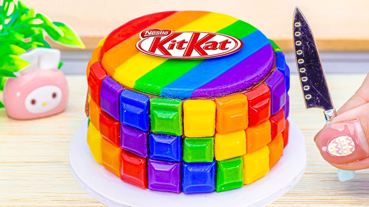 Mini KitKat Rainbow Cake 🍫🌈 Satisfying Chocolate Decorating | Mini ...