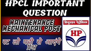 HPCL IMPORTANT QUESTION WITH ANSWER|| IOCL PREVIOUS YEAR PAPER|| HPCL MECHANICAL ASSISTANT 2020
