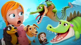 ALLiGATORS inside our HOUSE!!  Adley has Magic Pet Dogs! Floor is Lava & Water in new Family Cartoon