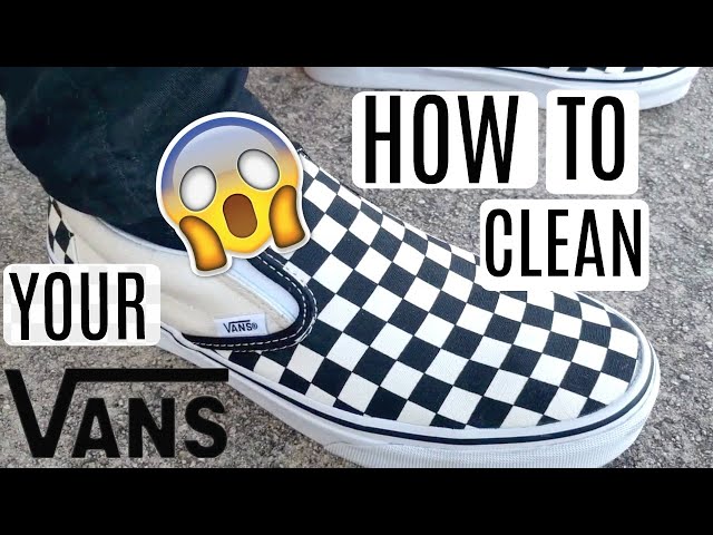 how can i clean my black white checkered vans slip ons