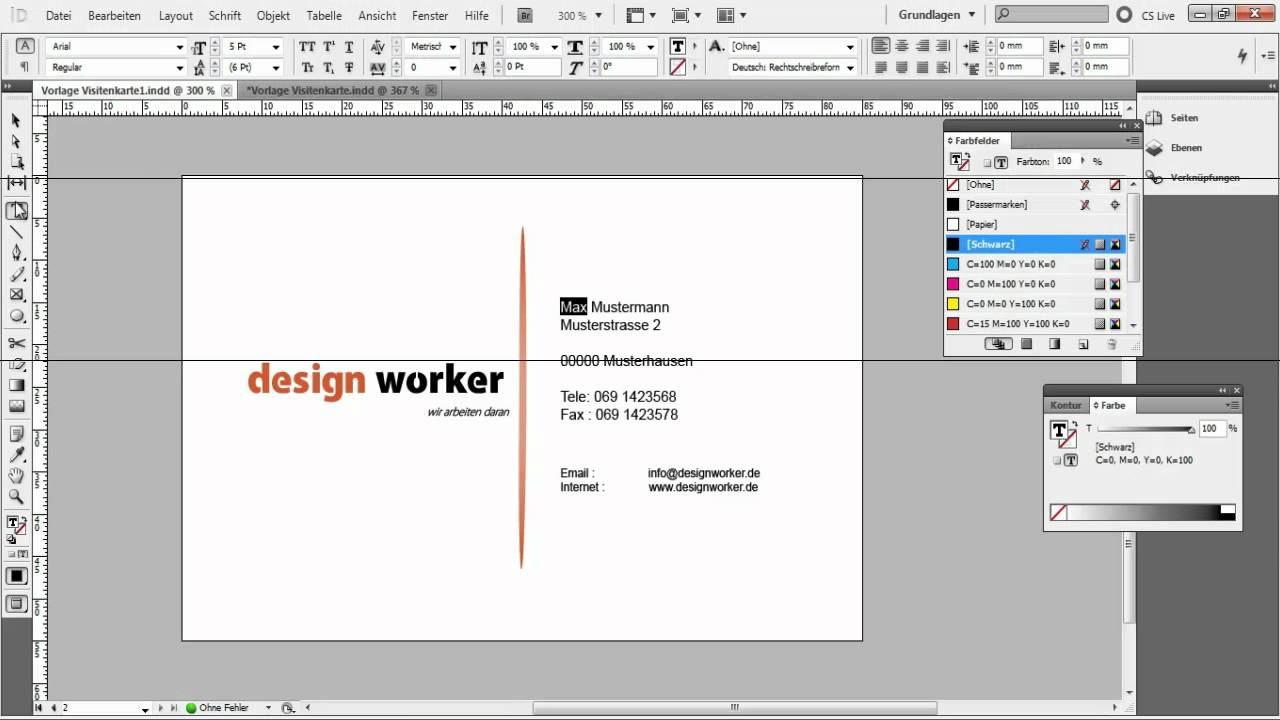 Visitenkarte In Indesign Erstellen Tutorial Vorlage Teil 2 2 Youtube