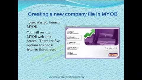 Creating a new company file in MYOB