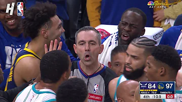 Warriors and Hornets going at it as the game clock ends 👀 HEATED MOMENT