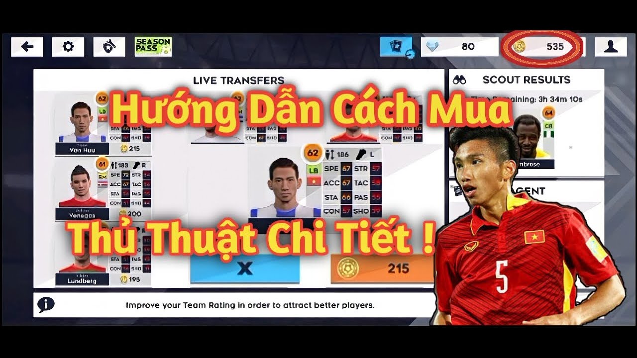 dò vé số đài Thủ Thuật mua Đoàn Văn Hậu trong Game Dream League Soccer 2021 | DlS2021