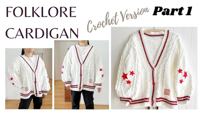 Crochet Taylor Swift's Cardigan RED / FOLKLORE Step By Step Tutorial! 