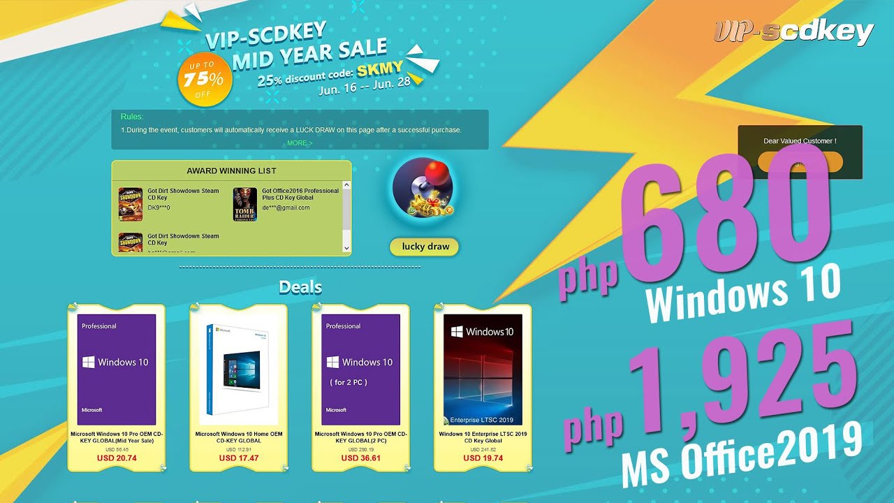 Legit at Murang WINDOWS 10 sa Halagang P680 pesos (30% Discount) I VIP- SCDkey Mid Year SALE! - YouTube