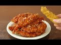튀기지 않았는데 치킨이 바삭해요. 이 방법 괜찮네~ :: 양념치킨소스 ::  Korean Chicken Recipe