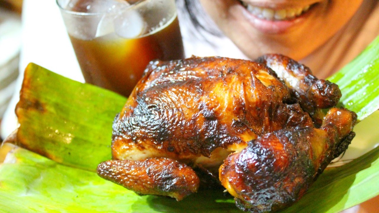 ASMR Eating Roasted WHole Chicken Andok's Lechong Manok and slurping Ice Coffee ScorpioAnnYT