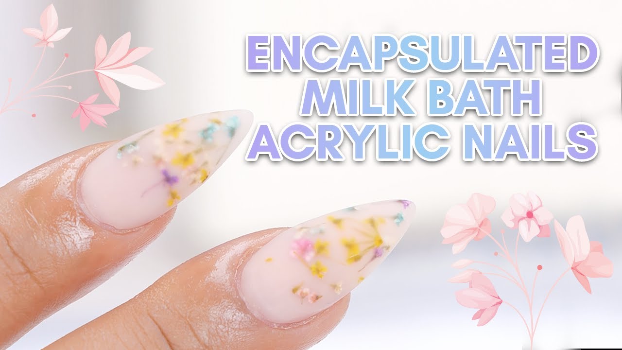 NAIL ART: Glitter Ombre with Dried Flower Encapsulation Acrylic Full Set -  YouTube