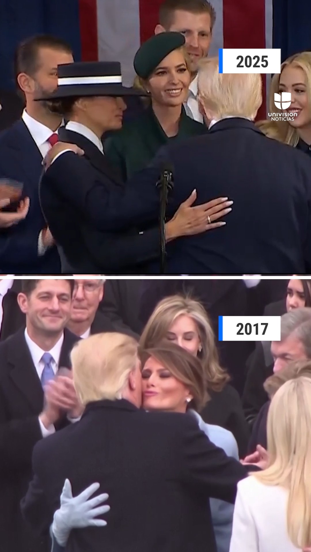 Así ha cambiado Melania Trump desde la primera juramentación de Donald Trump en 2017