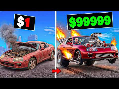 $1 to $1,000,000,000 FLYING SUPRA Ramp Car in GTA 5!