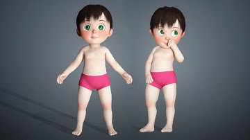 3D Cartoon Baby Character with Full Rigged Model for Maya Unity iClone Others [Upgrade]