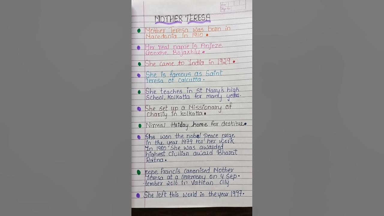 10 Lines On Mother Teresa In English|Essay On Mother Teresa|About Mother Teresa|Mother Teresa#shorts