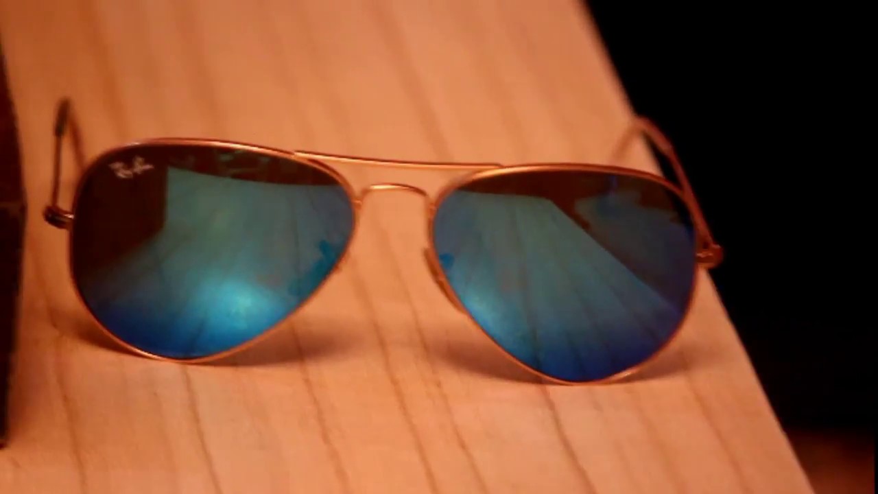 Ray Ban RB 3025 Blue Golden Aviator Review.| Ray Ban Blue Color Shades ...