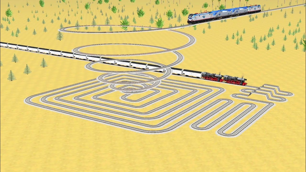 💝 TRAINS COUPLING AROUND 360°DEGREE 😱TRACKS RAILROAD ZIG ZAG TRACK BEANG DRIVE RAILWORK