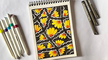18/45 Days Zentangle Patterns | Daily challenge | Art for beginners | Doodle patterns | Zen-doodle