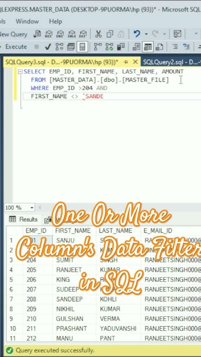 One or More Column Data filter in sql #data filter in sql # SQL filter ...