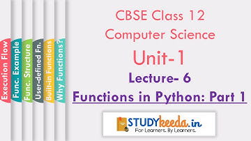 Class 12 | Computer Sc. | UNIT 1 | Lecture 6 | Functions in Python- Part 1