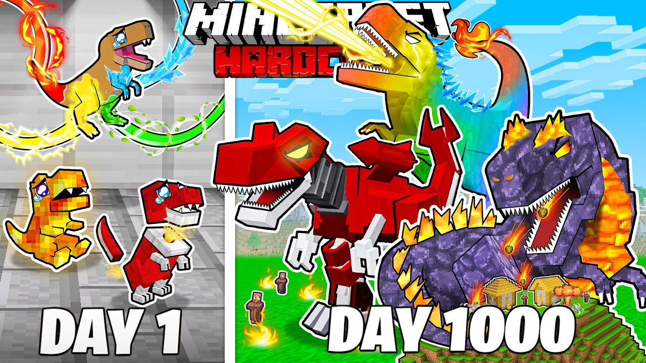 I Survived 1000 Days as MECHA DINOSAUR in HARDCORE Minecraft (Full