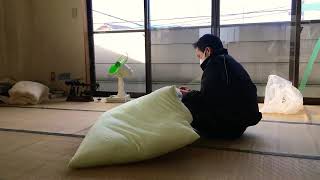 手作りお昼寝敷布団の製作　其4綿入れ