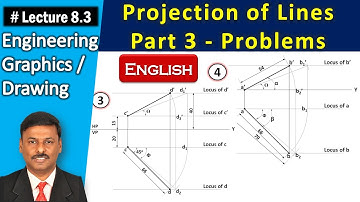 Projection of Lines (English) | Part 3 - Problems | Lecture 8.3 | Engineering Graphics