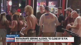 Restaurants serving alcohol to close by 10 p.m. beginning Friday