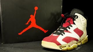 「加水分解！」バスケットシューズの最高峰！【30年前のオリジナル ナイキ エア・ジョーダン6 カーマイン】を開けてみた！マイケル・ジョーダン 1991 Nike Air Jordan 6