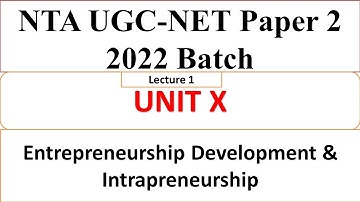 Entrepreneurship Development & Intrapreneur - Management Paper 2 (Unit 3) UGC NET  Dr Triptii