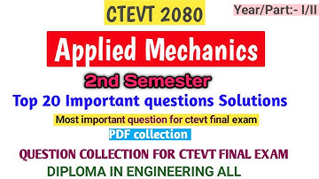 Ctevt 2080#Applied Mechanics#Important Question Solution#ctevt first yearsecond semester#N2Tutorial