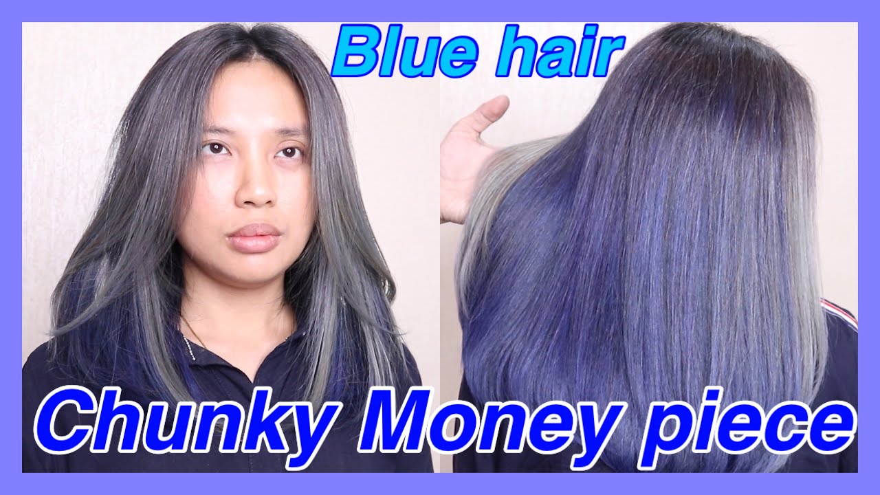 purple hair with blue money piece