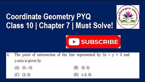 The point of intersection of the line represented by 3x − y = 3 and y-axis is given by