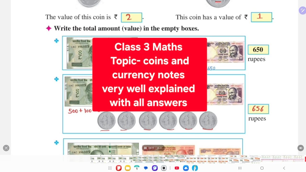 Class 3 Maths | Coins and Currency | Easy Explanation with Answers ...