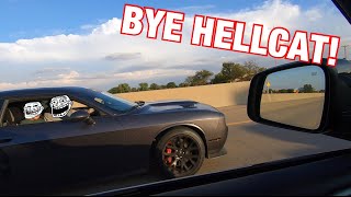 TWO KIDS IN A HELLCAT WANTED TO RACE MY 900WHP TRACKHAWK!!!